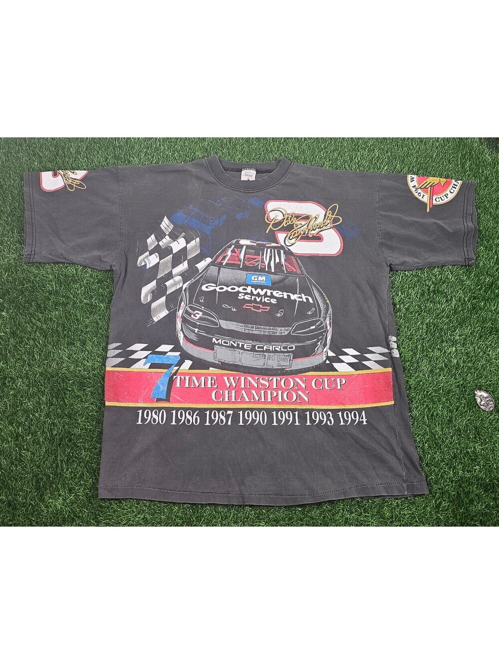 Faded Vintage AOP Nascar Dale Earnhardt Winston Cup Champion T-Shirt XL